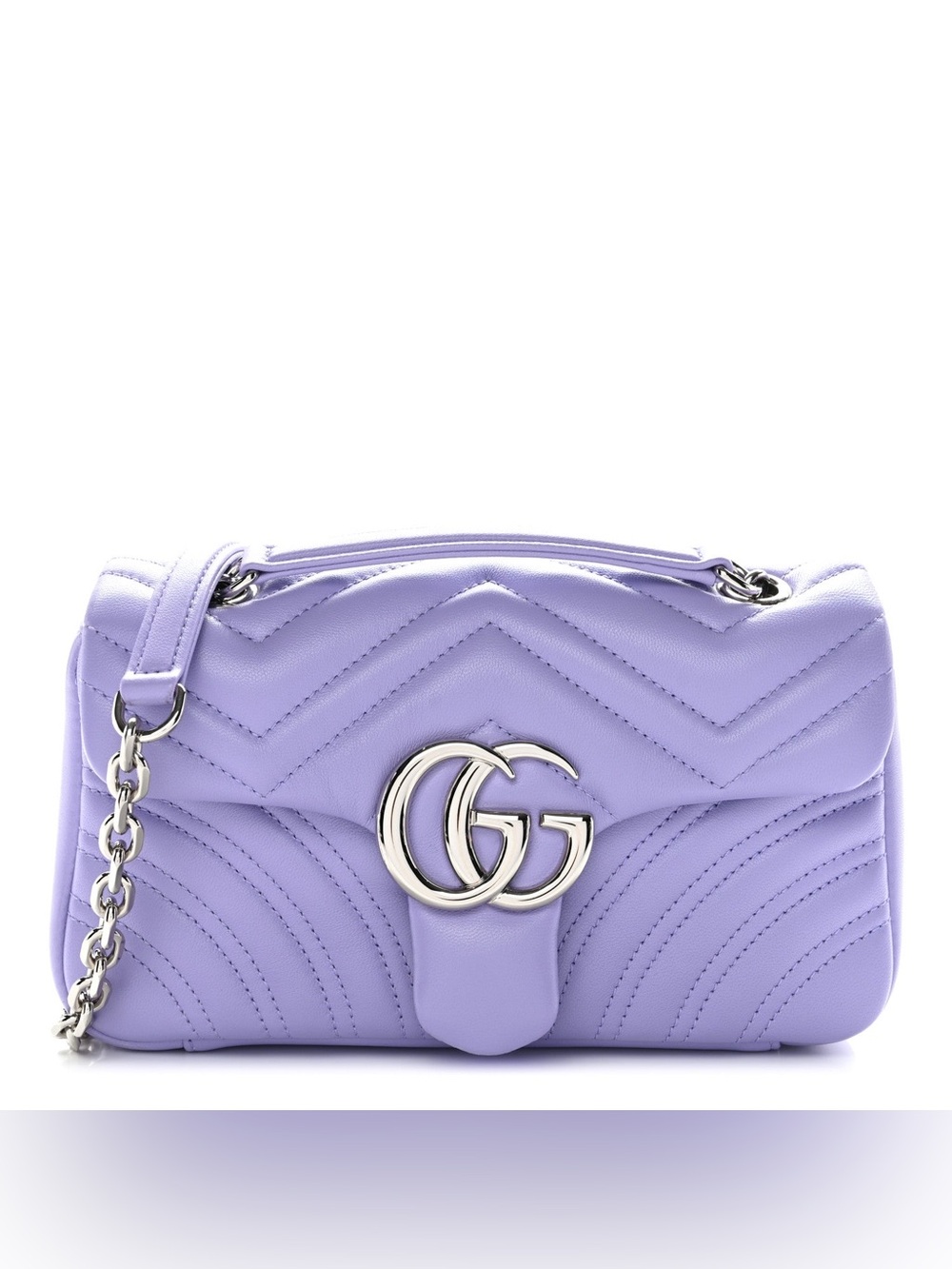 Gucci Lavender Quilted Leather Shoulder Bag with Silver GG
